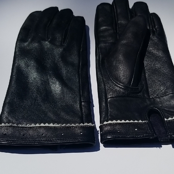 Black Leather Women's Gloves L9 - Picture 1 of 5